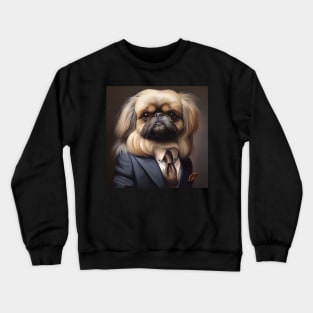 Pekingese Dog in Suit Crewneck Sweatshirt